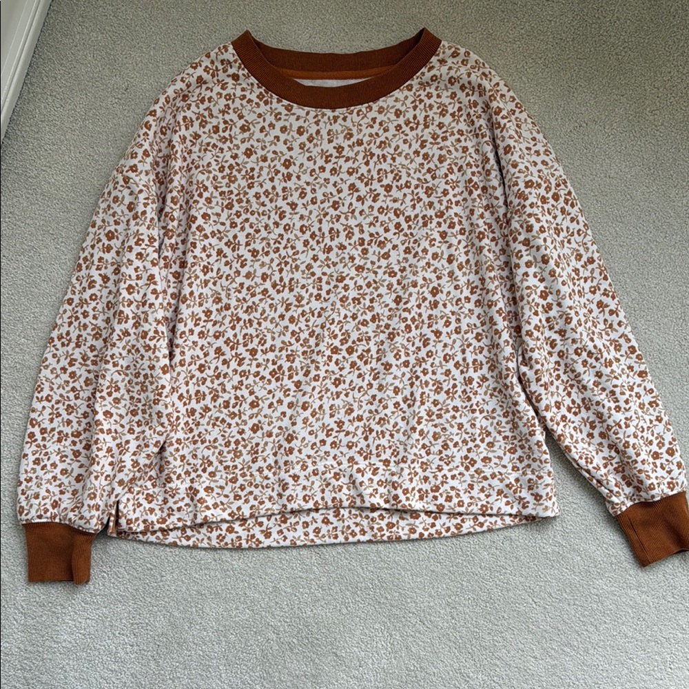 Lou & Grey Floral Puff Sleeve Sweatshirt Top